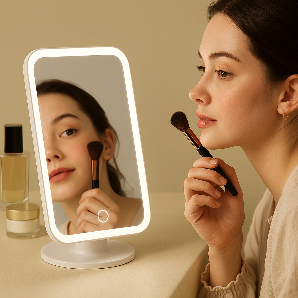 Miroir LED Compact - Lumière Tactile & élégance