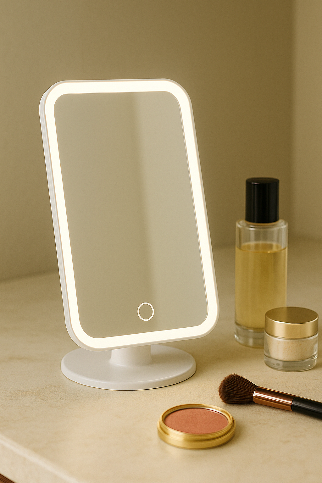 Miroir LED Compact - Lumière Tactile & élégance