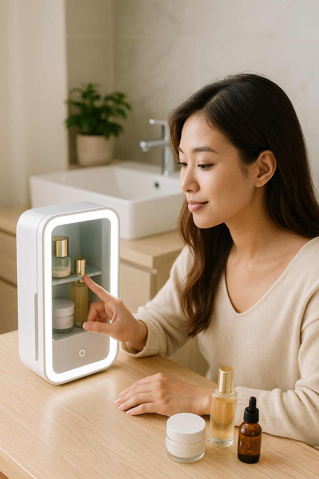 Mini Frigo Beauté 4L avec Miroir LED - Compact et Élégant pour Cosmétiques