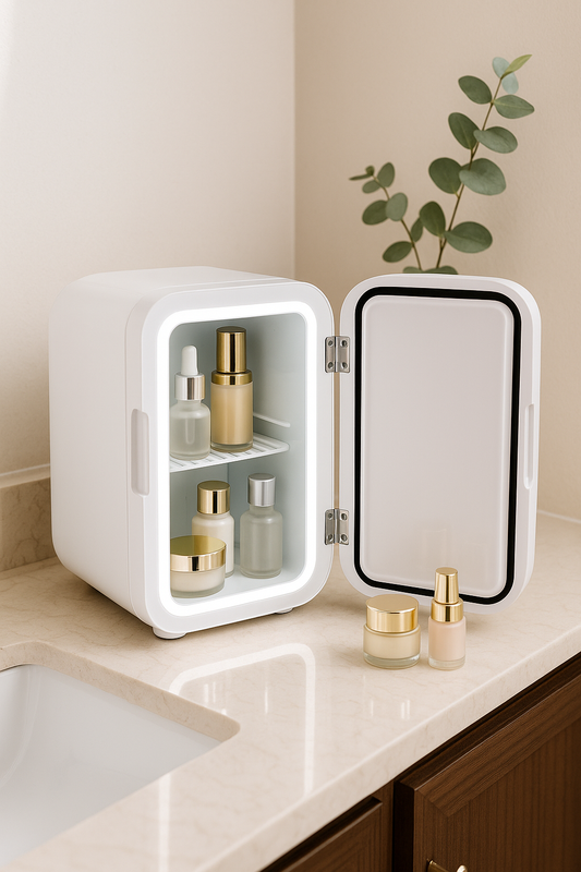 Mini Frigo Beauté 4L avec Miroir LED - Compact et Élégant pour Cosmétiques